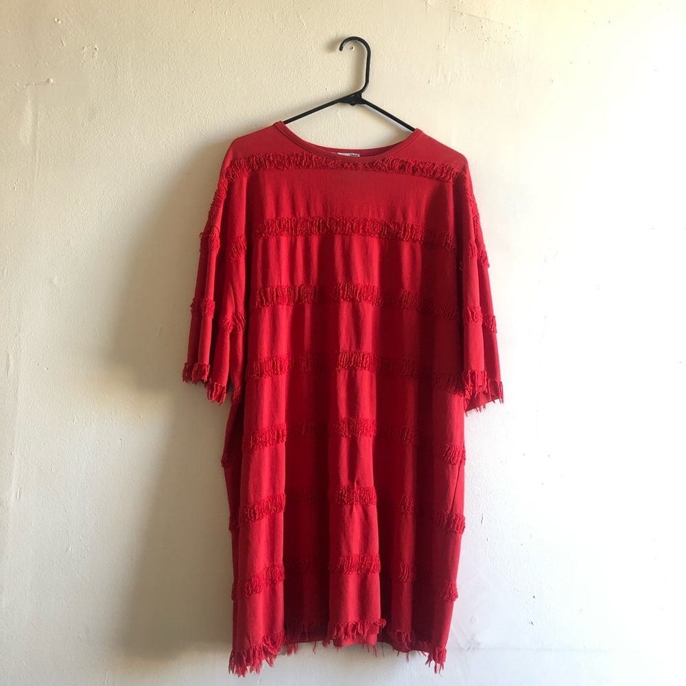 Red Zara Oversized red shirt dress scarlet